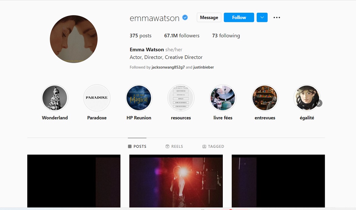Tài khoản Instagram của Emma Watson 