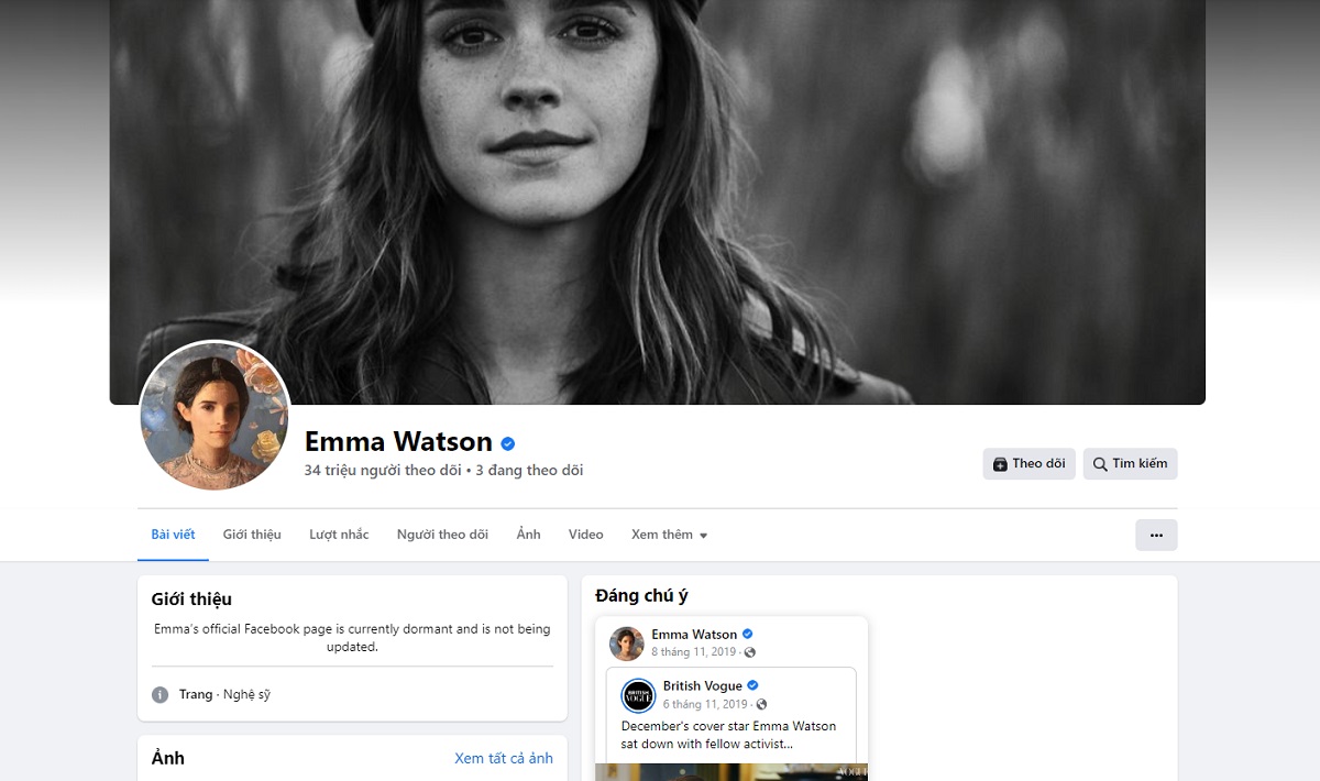 Tài khoản Facebook của Emma Watson