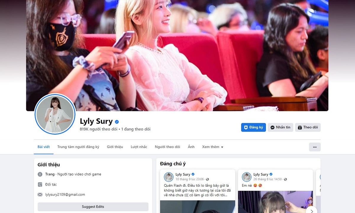 Tài khoản Facebook của Streamer Lyly Sury